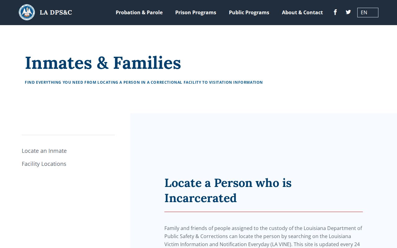 LA VINE state custody lookup after West Feliciana Parish arrest