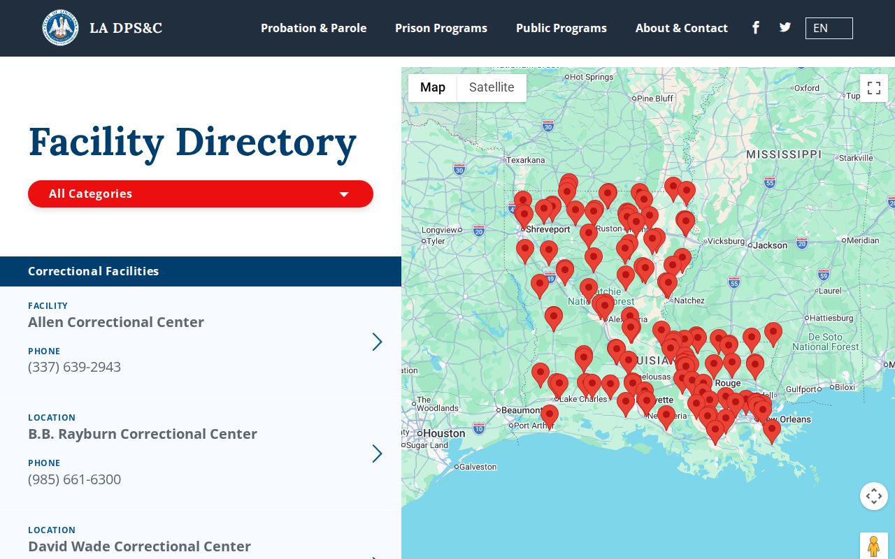 Louisiana state custody directory for West Feliciana Parish arrest searches