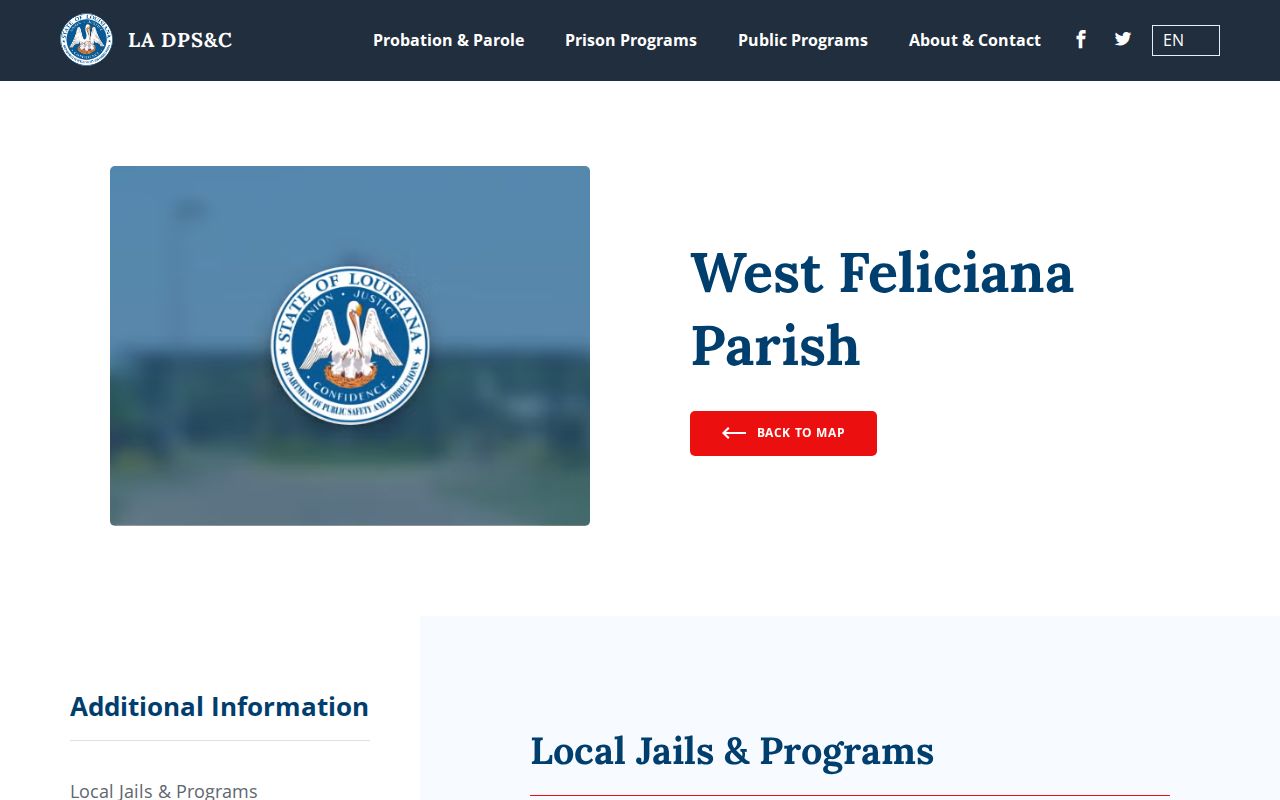 Louisiana DPS&C West Feliciana Parish justice office directory