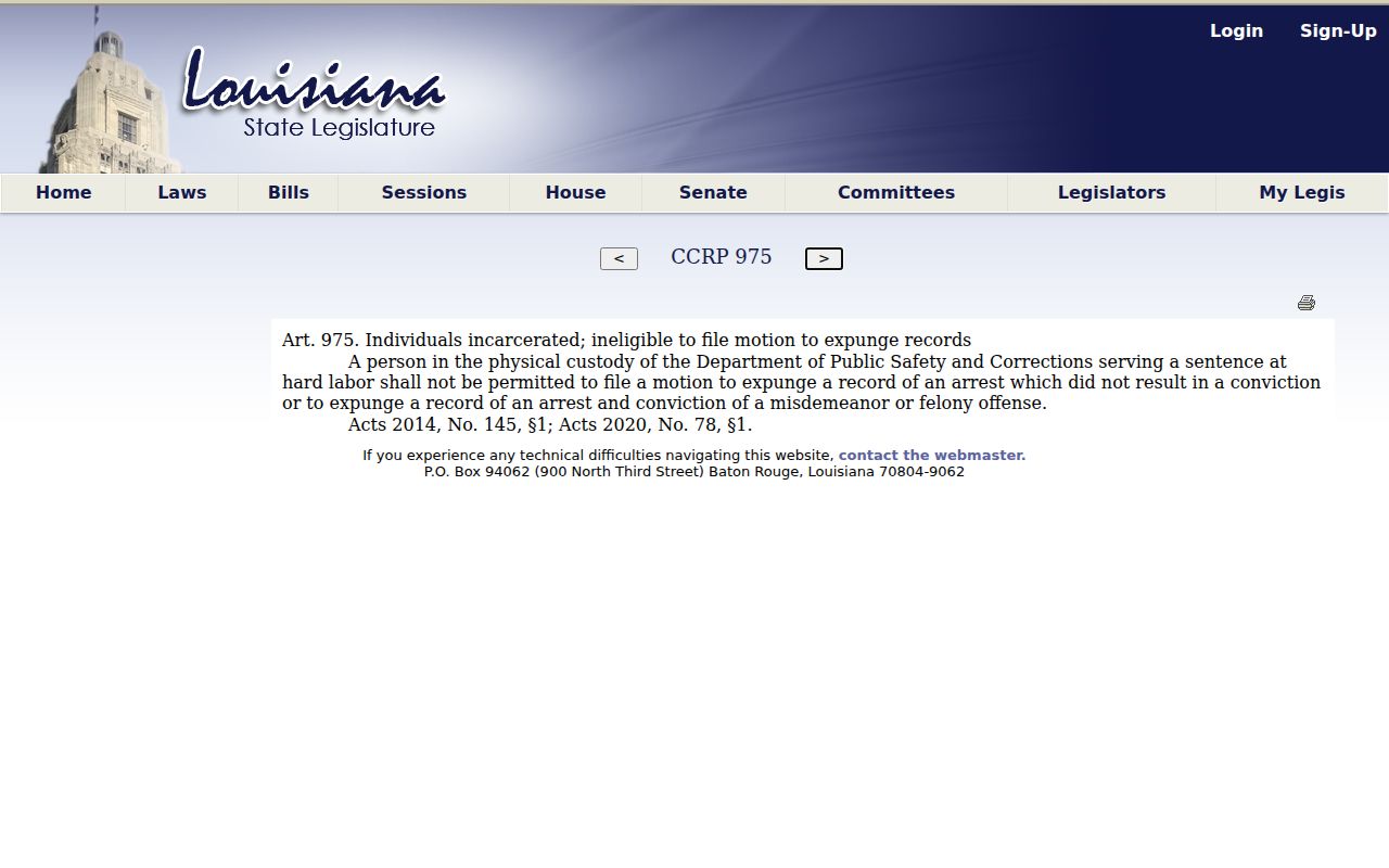 Louisiana misdemeanor expungement statute