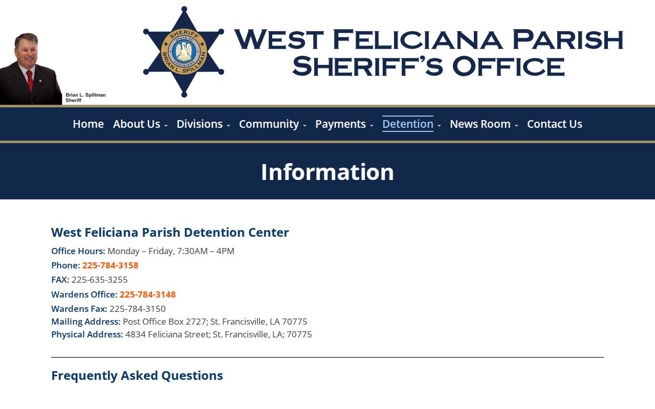West Feliciana Parish Detention Center information
