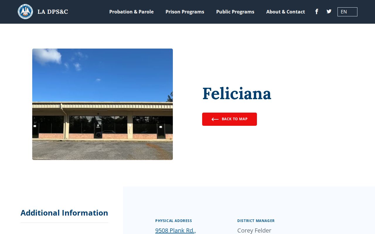 Feliciana Probation and Parole District official directory